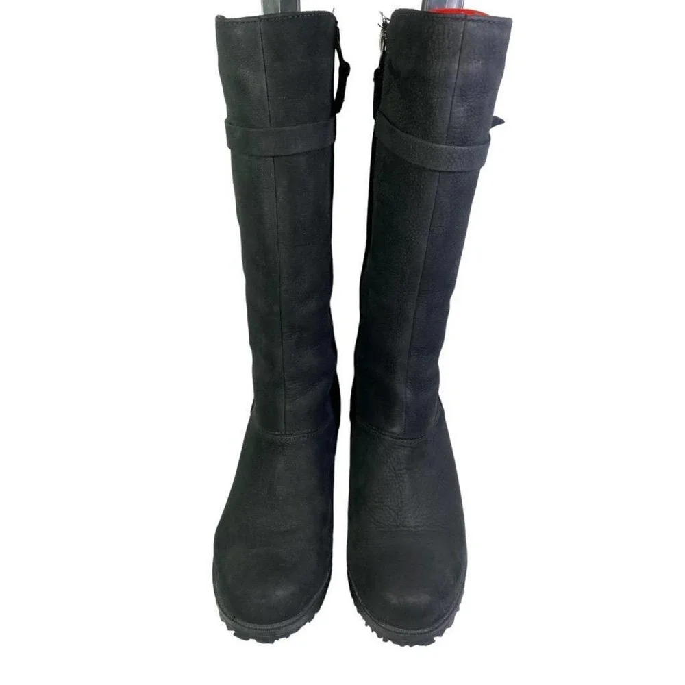 Eddie Bauer Lodge Wedge Waterproof Insulated Boot Women size 8.5 Black Leather - Picture 8 of 11